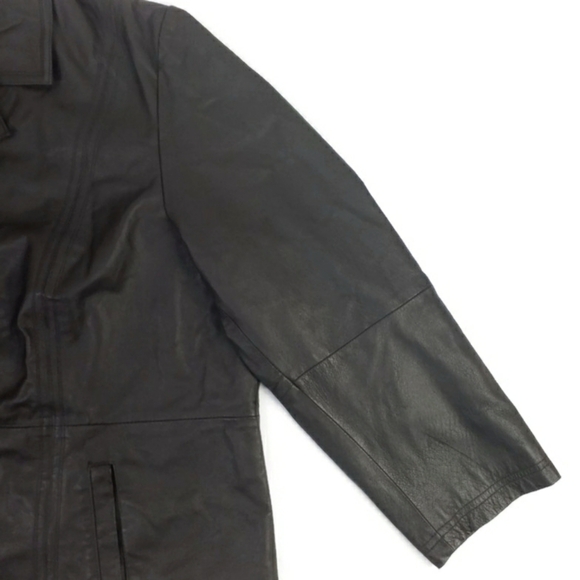 Maggie Barnes Brown Genuine Leather Button Front Long Sleeve Coat Womens Plus 4X - Picture 4 of 15